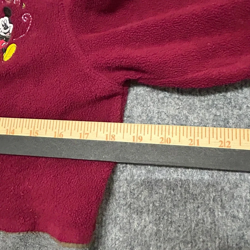 Disney Fleece Pullover Womens Size M Maroon Grey Colorblock Mickey Mouse 1/4 Zip